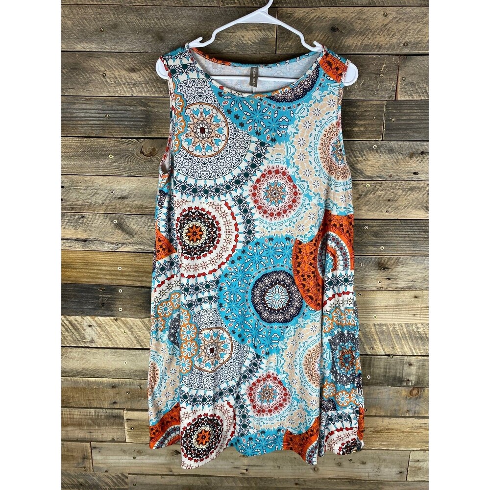 Noracora Women's Sleeveless Dress XL Colorful Mandala Print